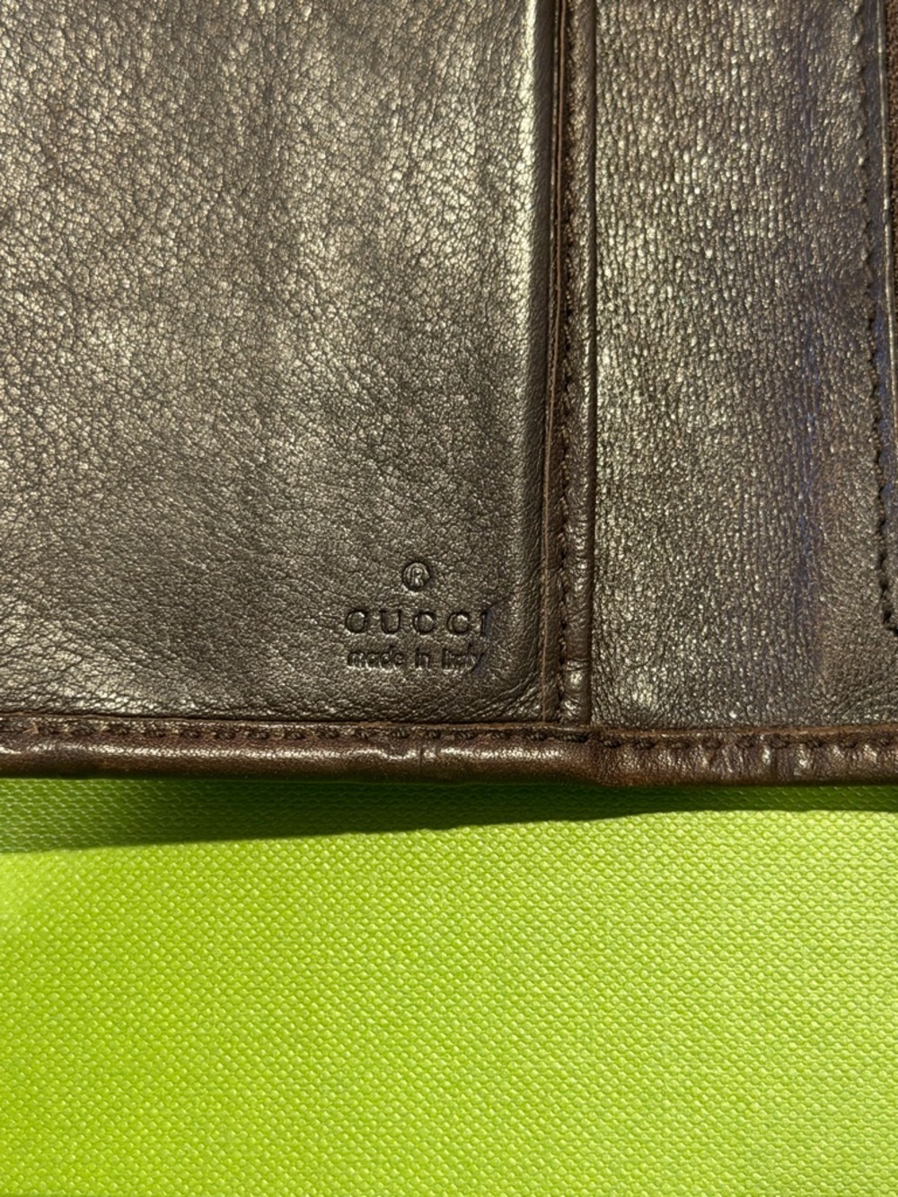 Gucci Italy Signature Continental Wallet Brown Chocolate Zip Leather EUC - Picture 5 of 12